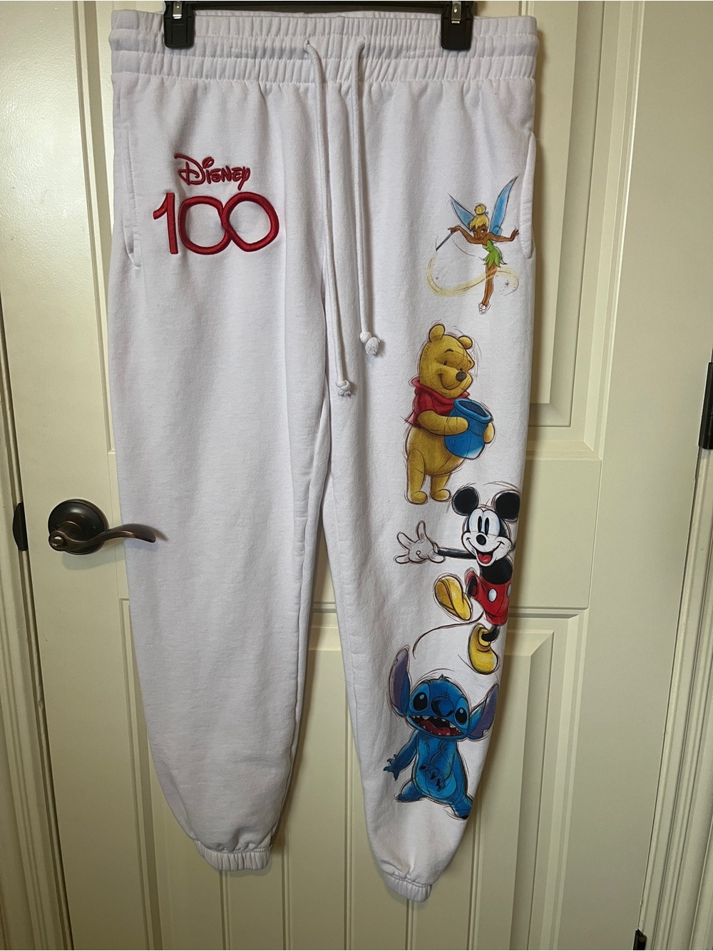 Disney White Sweatpants with Multicolor Classic Character Prints